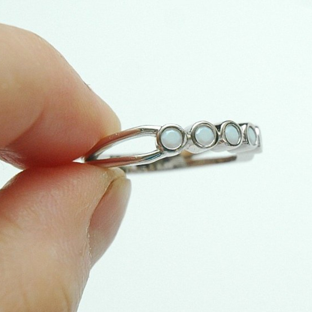 Dainty Opal Ring Sterling Silver Ring - Picture 6 of 8